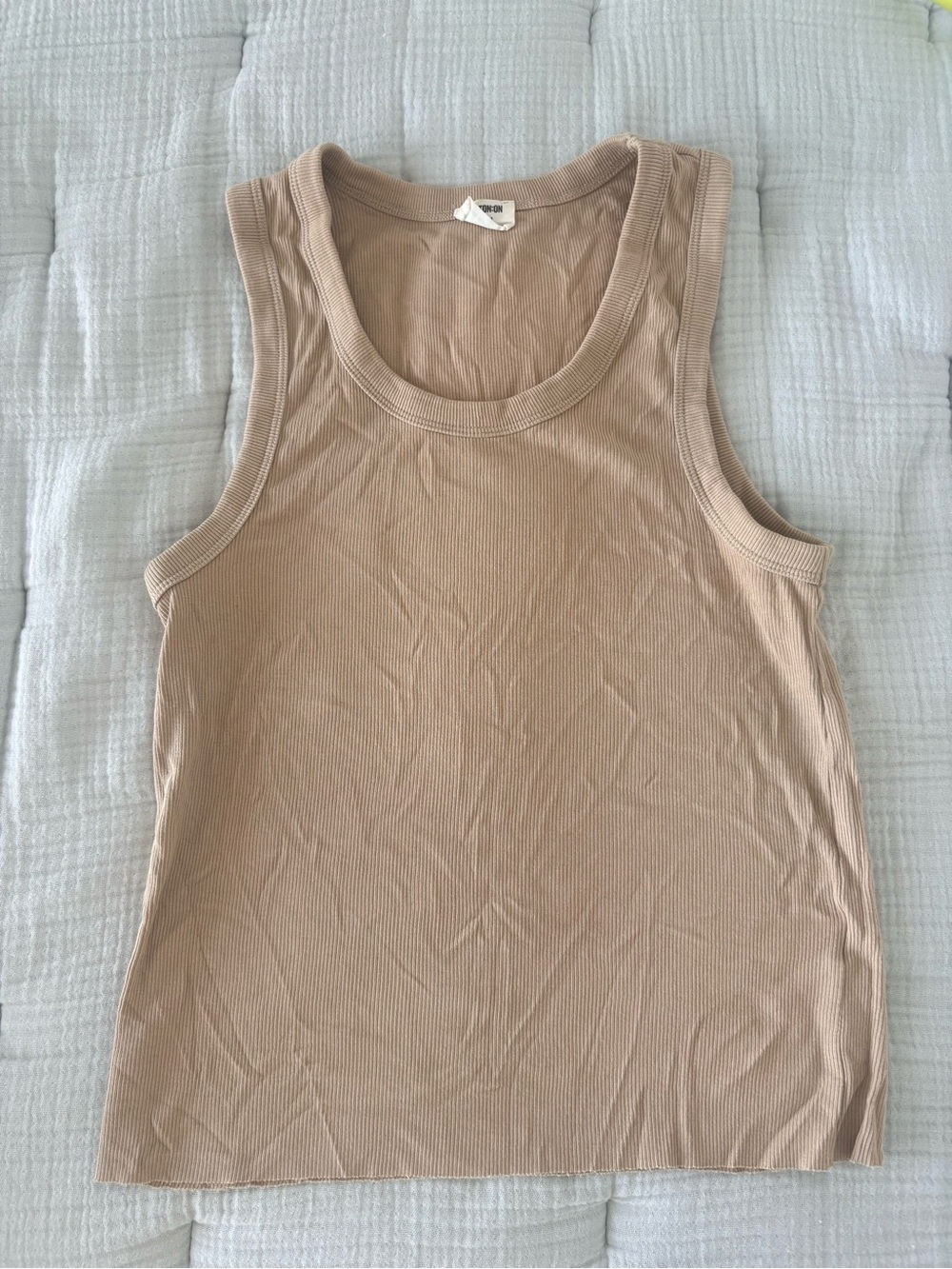 Cotton On Ribbed Tank Top in Taupe